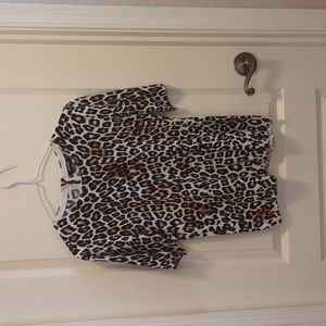Short Sleeves Leopard Sweater